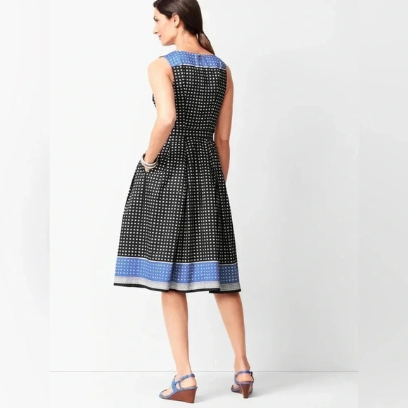 Talbots Womens Geo Print Fit & Flare Sleeveless Dress size 10 - Picture 2 of 14